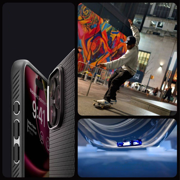 Hülle für iPhone 15 Pro Spigen Liquid Air Case, Gehäuse, schützende Rückseite, mattschwarzes Glas