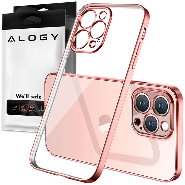 Etui Alogy TPU Luxury Case z osłonką na aparat do Apple iPhone 12 Pro różowo-przezroczyste + Szkło