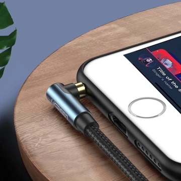 Winkelkabel UGREEN AUX 2 x Miniklinke 3,5 mm 1,5 m blau (AV112)