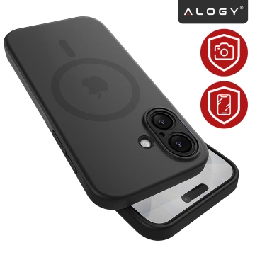Hülle für Apple iPhone 16 Pro Max Alogy MagSafe Hybrid Matte Case Matte Cover mit Linsenschutz Schwarz