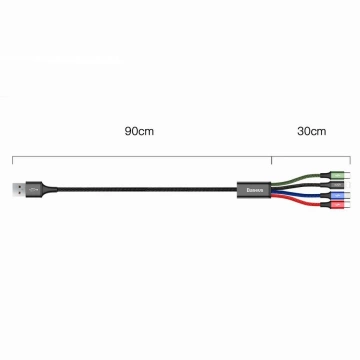 Baseus Kabel USB 4in1 Lightning / 2x USB Typ C / Micro-USB Kabel in Nylongeflecht 3.5A 1.2m schwarz (CA1T4-B01)