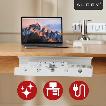 2-in-1 Kabelorganizer zur Untertisch- und Wandmontage, 40 cm, mit Klebestreifen für einen aufgeräumten Schreibtisch, Alogy CableHold™ – Weiß