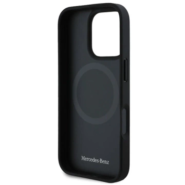 Mercedes-Etui für iPhone 16 Pro Max 6,9" Schwarzes MagSafe Hardcase Strukturiertes und glattes Leder