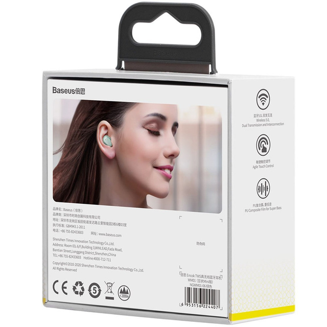 Słuchawki bezprzewodowe TWS Baseus Encok WM01 Zielone