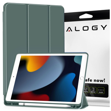 Hülle für Apple iPad 10.2 9 Gen 8/7 2021/2020/2019 Smart Pencil Case Alogy TPU Tablet Cover Grünes Glas