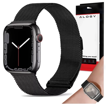 Alogy Stahlarmband für Apple Watch 42/44/45/49 mm Edelstahl Schwarz