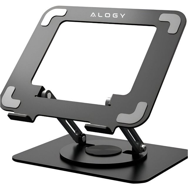 Laptopständer für MacBook 17, Ständerhalter, Klapptisch, 360° verstellbar, Aluminium, für Alogy Schreibtisch, Schwarz