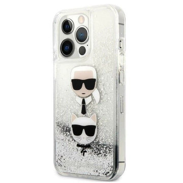 Etui ochronne na telefon Karl Lagerfeld KLHCP13LKICGLS do Apple iPhone 13 Pro / 13 6,1" srebrny/silver hardcase Liquid Glitter Karl&Choupette Head