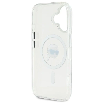 Karl Lagerfeld Hülle für iPhone 16 Plus 6,7" IML Metal Karl Head MagSafe Weiß
