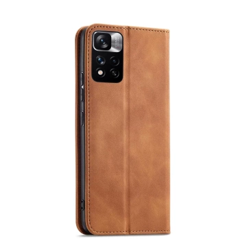 Magnet Fancy Case etui do Xiaomi Redmi Note 11 Pro pokrowiec portfel na karty kartę podstawka brązowy