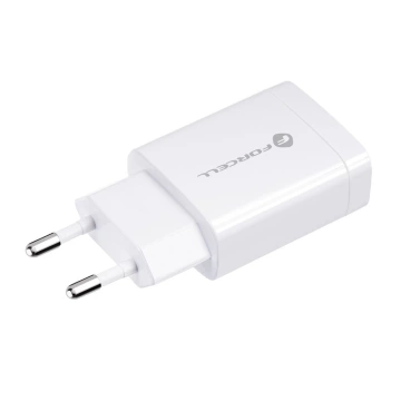 Forcell QC 3.0 USB-C 18W Wandladegerät 1,2m Kabel Weiß