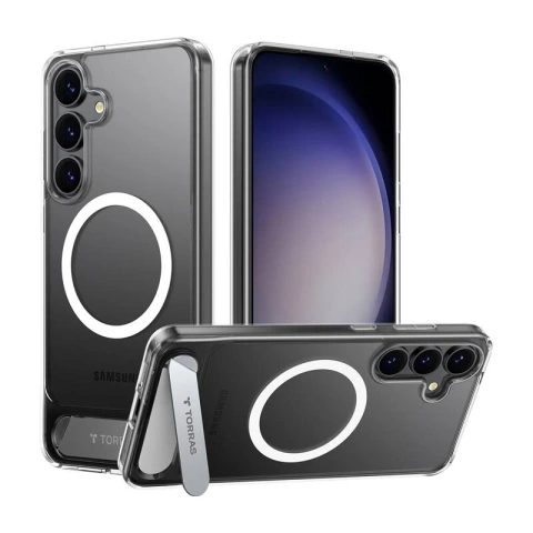 Schutzhülle für Samsung Galaxy S25, transparent, Torras Pstand Serie