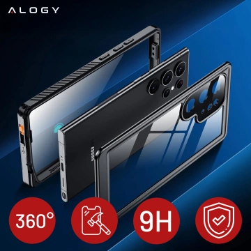 Hülle für Samsung Galaxy S24 Ultra Armored Waterproof IP68 360 Armor Case für Mag Safe Alogy schwarz
