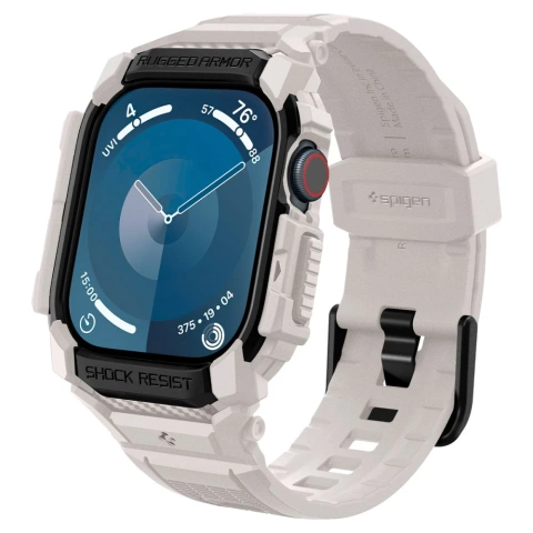 ETUI Z PASKIEM DO APPLE WATCH 10 (46MM) DUNE BEIGE BIAŁE SPIGEN RUGGED ARMOR PRO