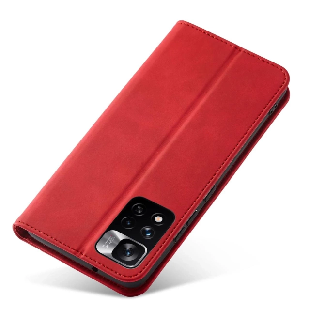 Magnet Fancy Case etui do Xiaomi Redmi Note 11 Pro pokrowiec portfel na karty kartę podstawka czerwony