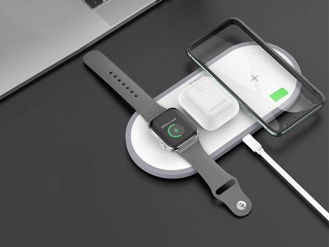 Ładowarka indukcyjna Qi 3w1 HOCO CW24 3IN1 do iPhone/AirPods/Watch White