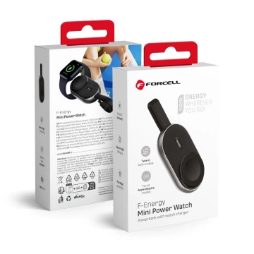 FORCELL F-ENERGY Mini Power Watch Powerbank 1A 2,5W 1200 mAh Schwarz