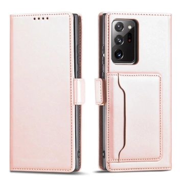 Magnet Kartenetui Hülle für Samsung Galaxy S22 Ultra Cover Card Wallet Kartenhalter Pink
