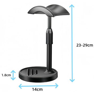 Stojak biurkowy Uchwyt zaczep na słuchawki regulowany do biurka z podstawką na telefon wieszak hak Alogy Czarny