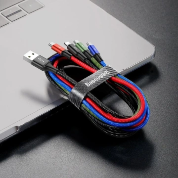Baseus Kabel USB 4in1 Lightning / 2x USB Typ C / Micro-USB Kabel in Nylongeflecht 3.5A 1.2m schwarz (CA1T4-B01)