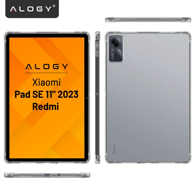Etui Ochronne do Redmi Pad SE 11" 2023, Wzmocnione Narożniki, Smukłe i Lekkie, Antywstrząsowe ShockProof, Alogy FlexiShield™ – Przezroczyste
