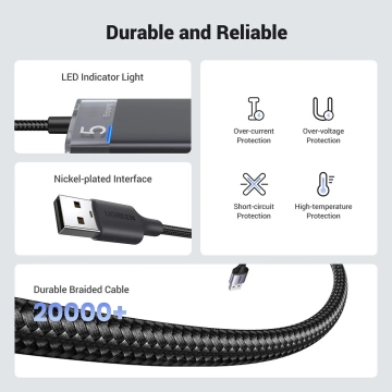 HUB Ugreen CM653 4x USB-A 3.0 5Gb/s Power-LED Schwarz