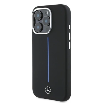 Mercedes Hülle für iPhone 16 Pro Max 6,9" Hardcase Silikon Blue Stripe MagSafe Schwarz