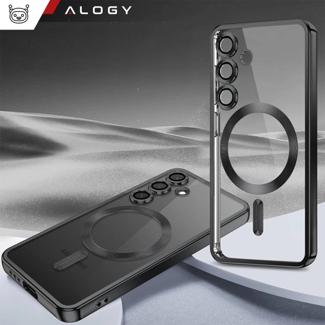 Etui do Samsung Galaxy S25 Alogy LuxeShield™️ Glamour Luxury Ring obudowa z osłoną aparatów Czarne + szkło hartowane