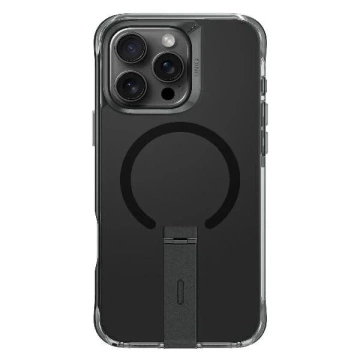 Etui UNIQ Eleva mit vertikalem Stand für iPhone 16 Pro 6,3" Schwarz/Carbonschwarz