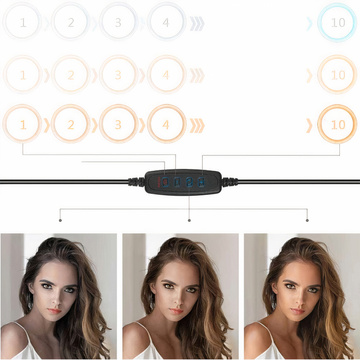 Ring LED Alogy Zeichenlampe mit flexiblem Arm und Schreibtischständer, Telefonhalter, Schwarz