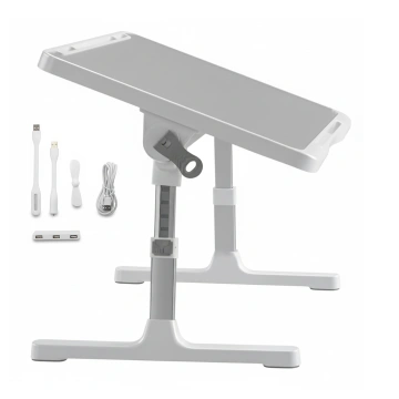 Stolik składany regulowany 60×35 cm – biurko na laptopa z szufladą i portem USB, składane nogi, stabilna konstrukcja do pracy i nauki – Alogy FoldDesk™