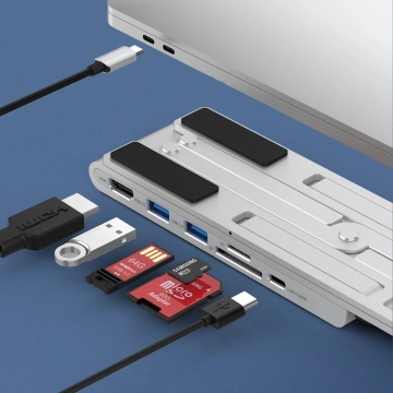 Choetech Ständer 7-in-1 Multifunktionsstation für Laptop PD/USB-C HDMI(4K/30Hz)/2xUSB-A/1xUSB-C/1xSD/1xTF schwarz (HUB-M43)
