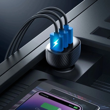 Joyroom JR-CCD03 Autoladegerät 3x USB-A 17W mit Display – Schwarz