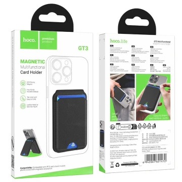 Hoco GT3 MagSafe Magnetische Geldbörse mit iPhone-Ständer Schwarz