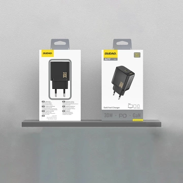 Dudao A27P Schwarzes USB-C 30W GaN Wandladegerät | Kompakt und effizient