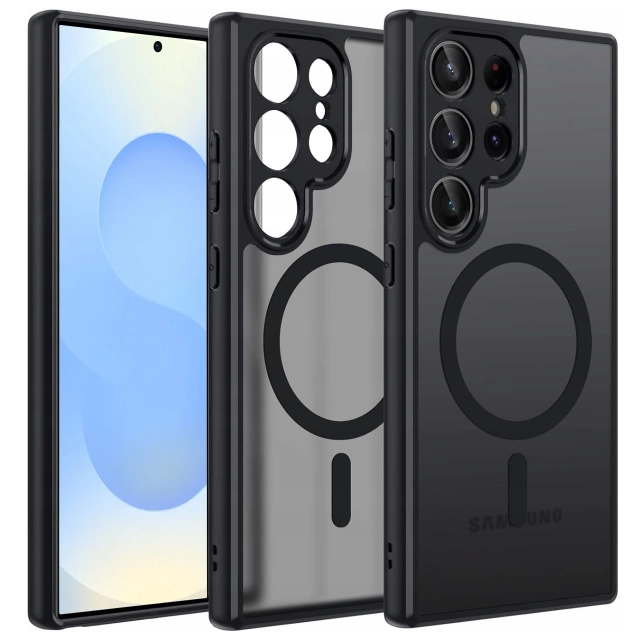 Etui do Samsung Galaxy S25 Ultra obudowa ochronna na telefon Alogy Matte HybridMag™️ Case do MagSafe Matowe Czarne