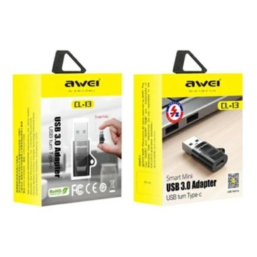 Adapter AWEI CL-13 USB-C/USB-A czarny/schwarz