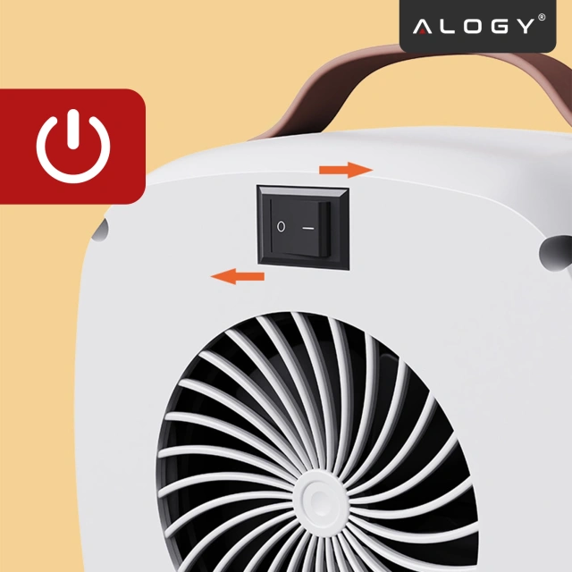 Grzejnik elektryczny mini Farelka 500W – termowentylator biurkowy do kontaktu, szybkie nagrzewanie, kompaktowy i energooszczędny – Alogy HeatPlug™ Biały