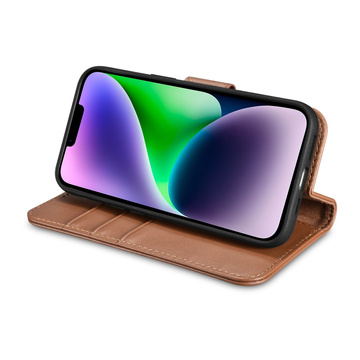 iCarer Wallet Case 2in1 Cover iPhone 14 Plus Anti-RFID Leder Flip Case Braun (WMI14220727-BN)