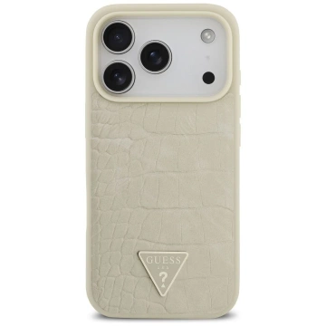 Etui Guess MagSafe do iPhone 17 Pro Croco Triangle Logo Gold