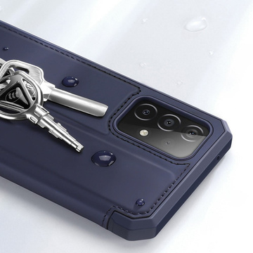 Dux Ducis Skin X Schutzhülle aus Leder für Galaxy A52 / A52s 4G / 5G Marineblau