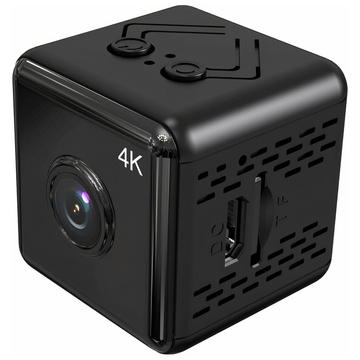Panoramakamera Mini-Digitalkamera Spy Nanny Mikrofon 4K UHD Full HD Micro SD Schwarz