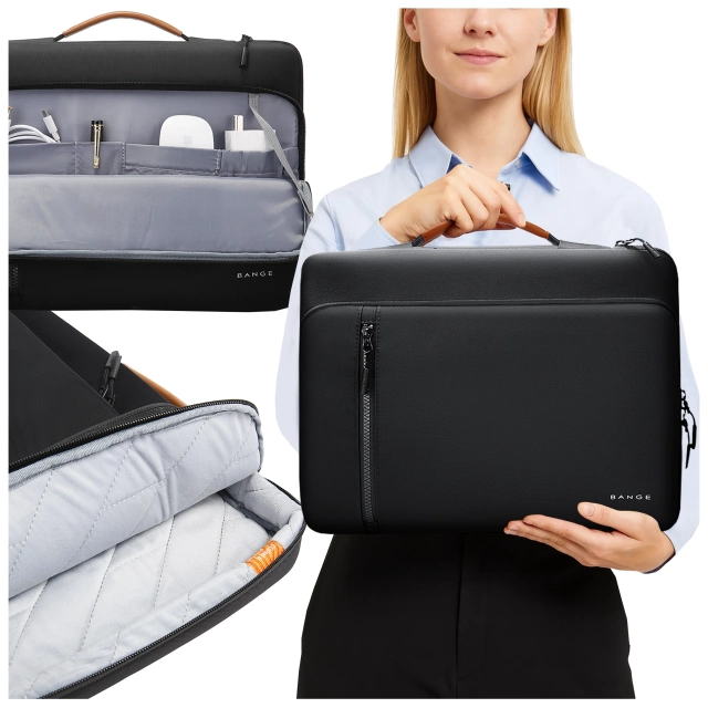 Torba wodoodporna Bange na laptopa do 15.6" – pojemna i wygodna, odporna i oddychająca, miejska i podróżna do pracy i samolotu, unisex – Czarna