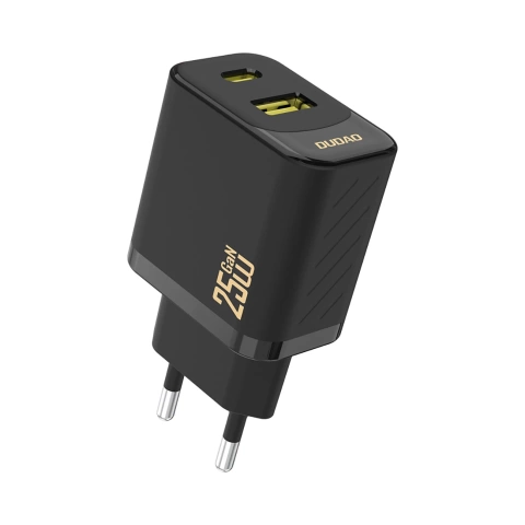 Ładowarka Dudao 25W GaN USB-A, USB-C | Power Delivery i Quick Charge - Czarna