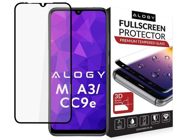 Szkło Alogy Full Glue case friendly do Xiaomi Mi A3/ CC9e Czarne