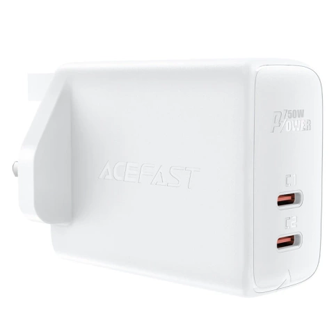 Acefast GaN Wandladegerät (UK Stecker) 2x USB Typ C 50W, Power Delivery, PPS, Q3 3.0, AFC, FCP (A32 UK)