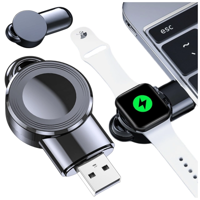 Mini ładowarka indukcyjna do ładowania Apple Watch USB Alogy High-end Chip Czarna