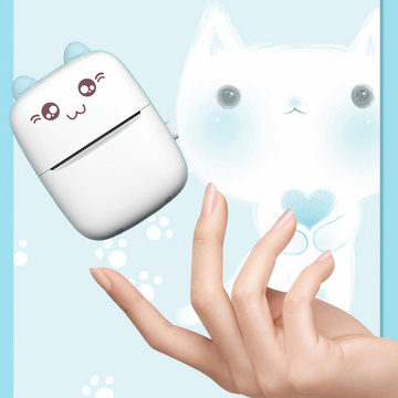 Drukuś Thermodrucker mit 6 Rollen Thermopapier für Kinder Blau