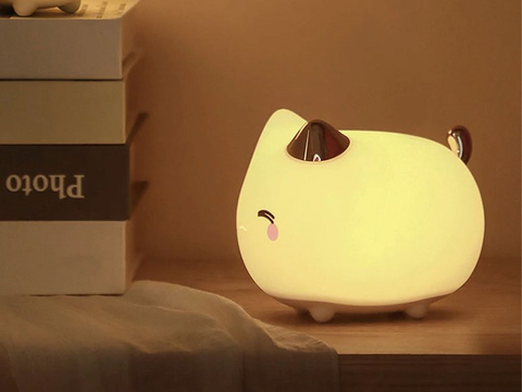 Baseus Nachttischlampe für ein Kind Silikon-LED in Form einer Katze Weiß