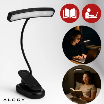 Alogy LED-Schreibtischlampe mit wiederaufladbarem Leseclip Schwarz
